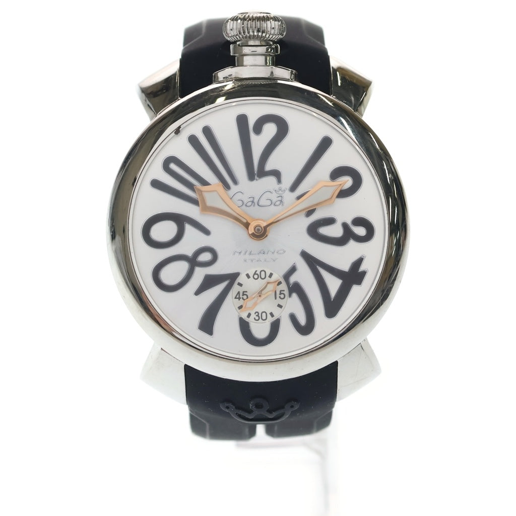 GaGa MILANO(ガガミラノ) MANUALE 48 マニュアーレ48 手巻き 48mm 腕時計 シルバー/ブラック N2312