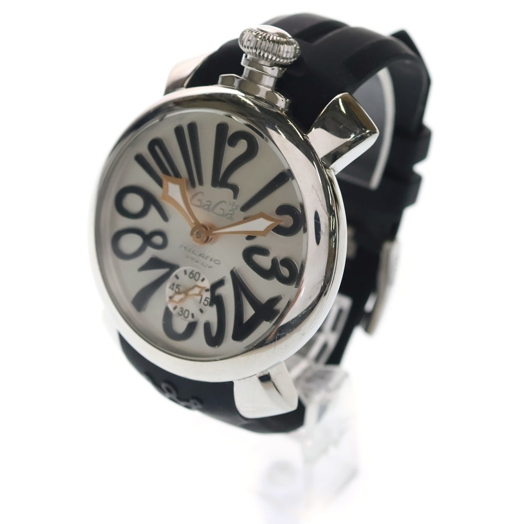 GaGa MILANO(ガガミラノ) MANUALE 48 マニュアーレ48 手巻き 48mm 腕時計 シルバー/ブラック N2312