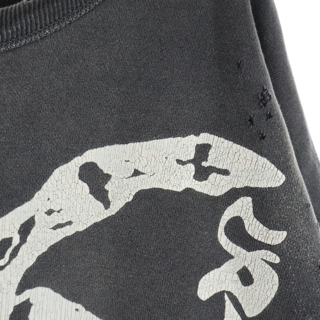 SAINT MICHAEL(セントマイケル) 24AW BONE SAINT SWEAT SHIRT ボーンセイント クルーネックスウェットレーナー グレー SM-YS1-0000-0031