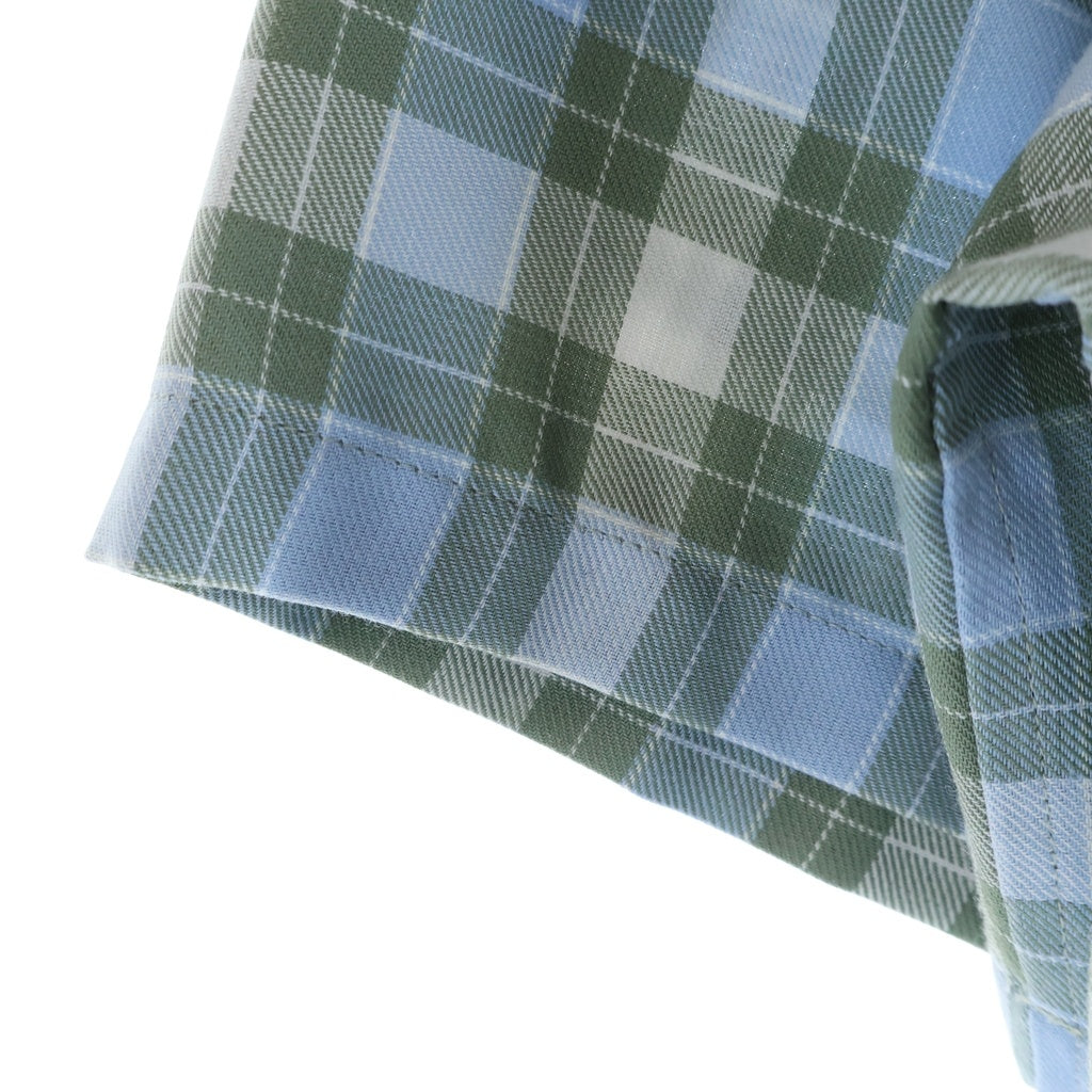 LOEWE(ロエベ) 25AW アナグラム チェック柄 ボタンアップ オープンカラー ボウリング半袖シャツ ブルー H526Y05WF0