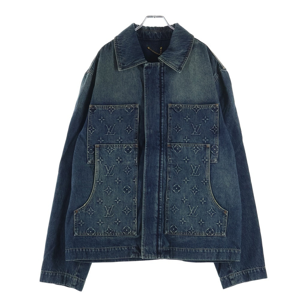 LOUIS VUITTON ルイヴィトン 23AW モノグラム ワークウェア ウォッシュド加工 ジップアップデニムジャケット インディゴ RM232Q Y38 HPA46W LOUIS VUITTON(ルイヴィトン) 23AW モノグラム ワークウェア