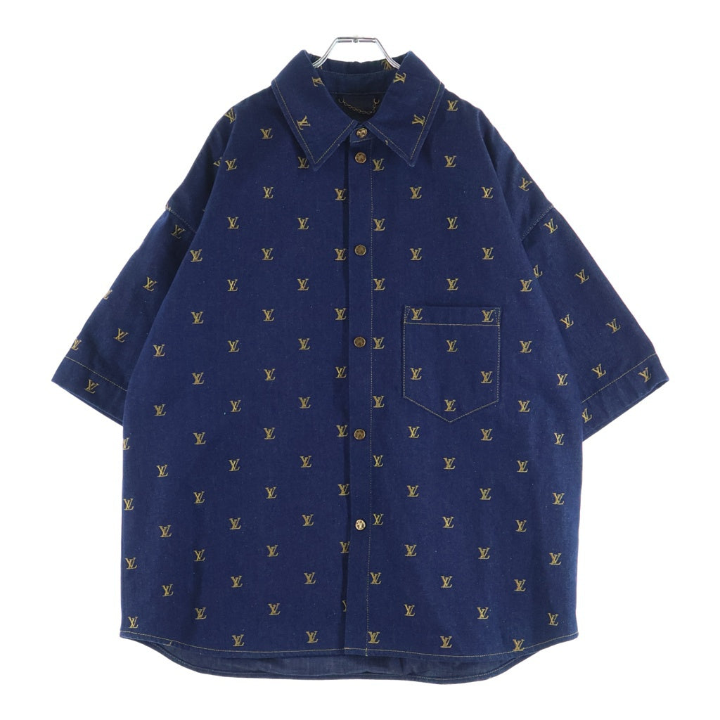 LOUIS VUITTON(ルイヴィトン) 24SS EMBORIDARY SIGNATURE S/S DENIM SHIRT エンブロイダードシグネチャー 半袖デニムシャツ インディゴ RM241 JX1 HQS90W