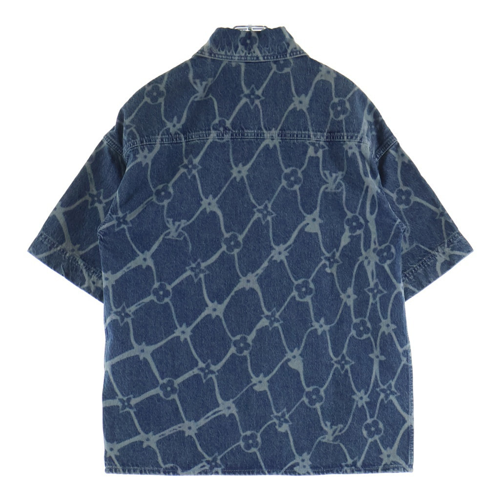 LOUIS VUITTON(ルイヴィトン) 24AW MONOGRAM SHORT DENIM SHIRT モノグラムプリント ウォッシュド加工 半袖デニムシャツ インディゴ RM242MM KOE HRS24W
