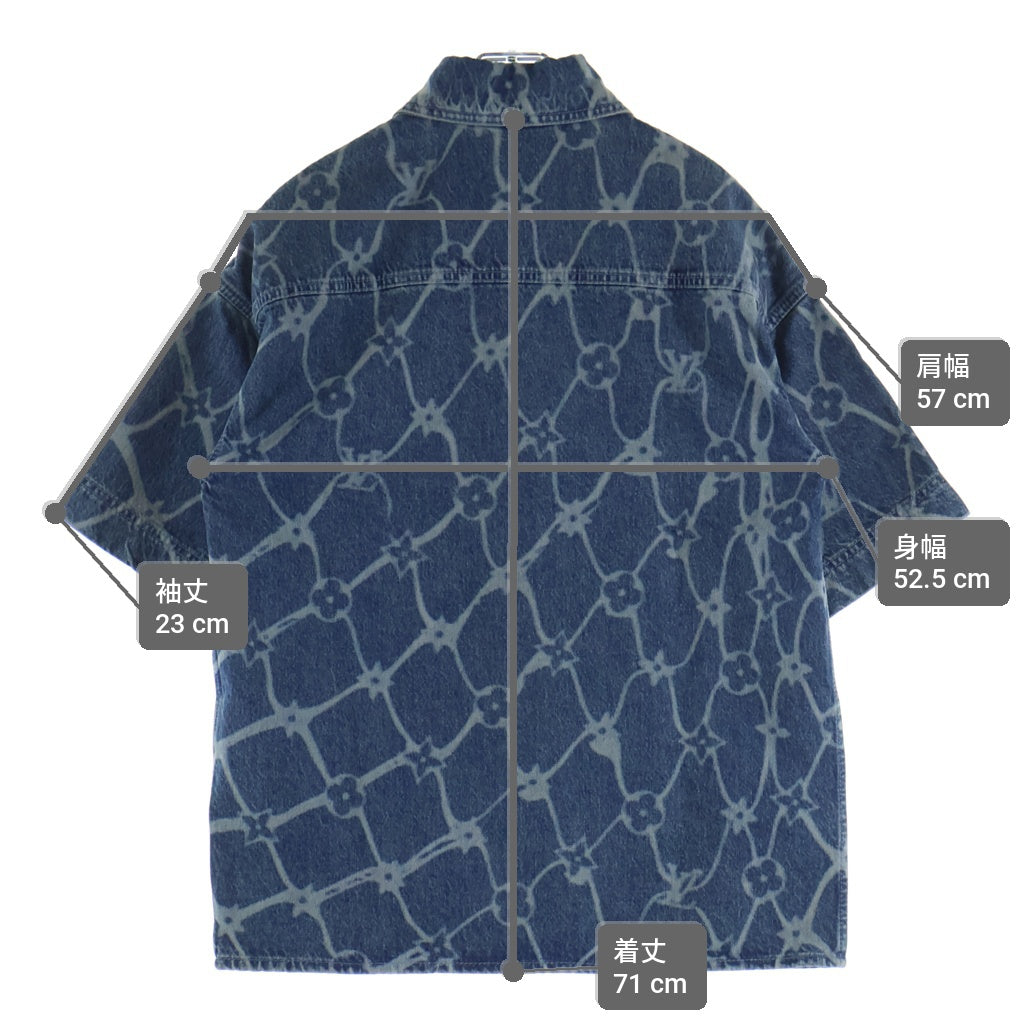 LOUIS VUITTON(ルイヴィトン) 24AW MONOGRAM SHORT DENIM SHIRT モノグラムプリント ウォッシュド加工 半袖デニムシャツ インディゴ RM242MM KOE HRS24W