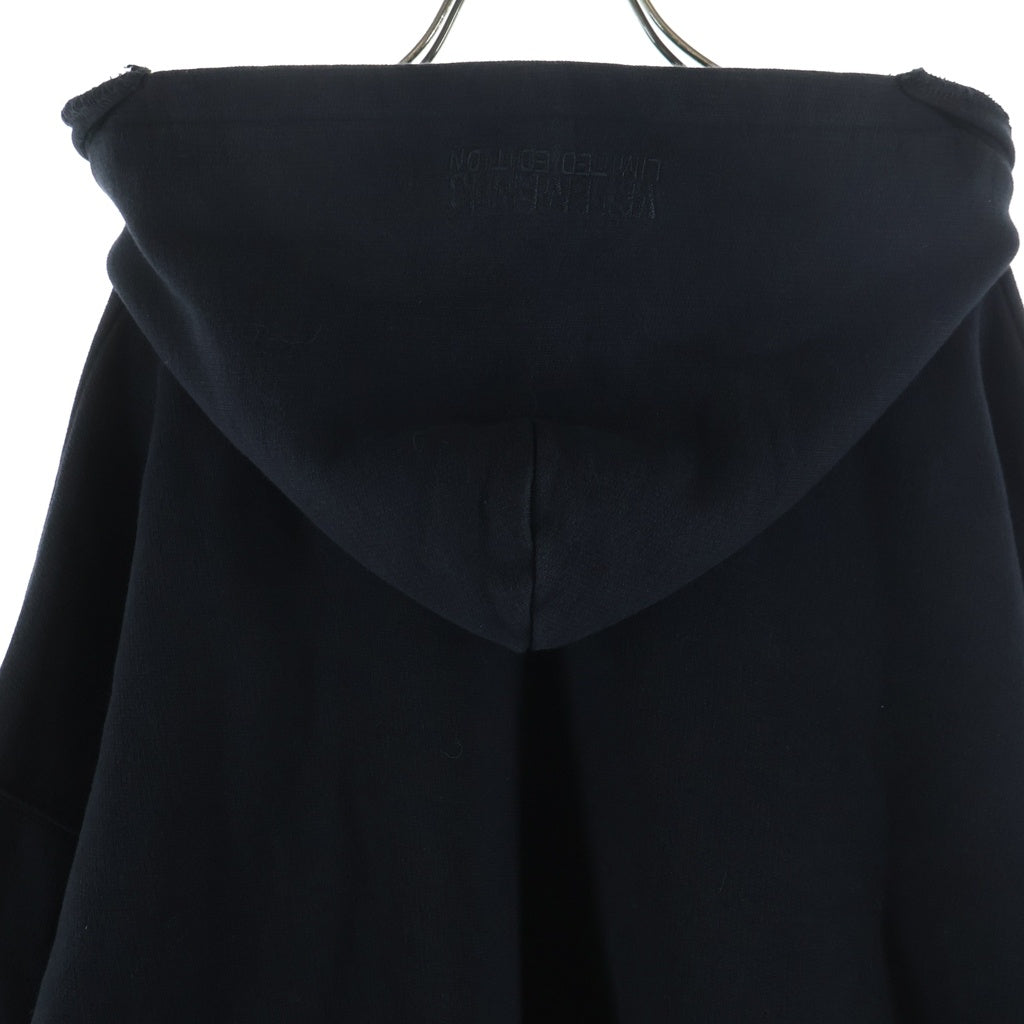 VETEMENTS(ヴェトモン) 23SS BLACKOUT CUT UP HOODIE ブラックアウト カットアップ ドッキング加工 ジップアップパーカー フーディー ブラック UA65HD413B