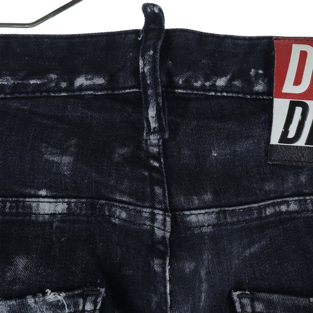 DSQUARED2(ディースクエアード) SKATER JEAN スケータージーン ウォッシュ加工 ペイント加工 ボタンフライ スキニーデニムパンツ ブラック S74LB1325 S30503