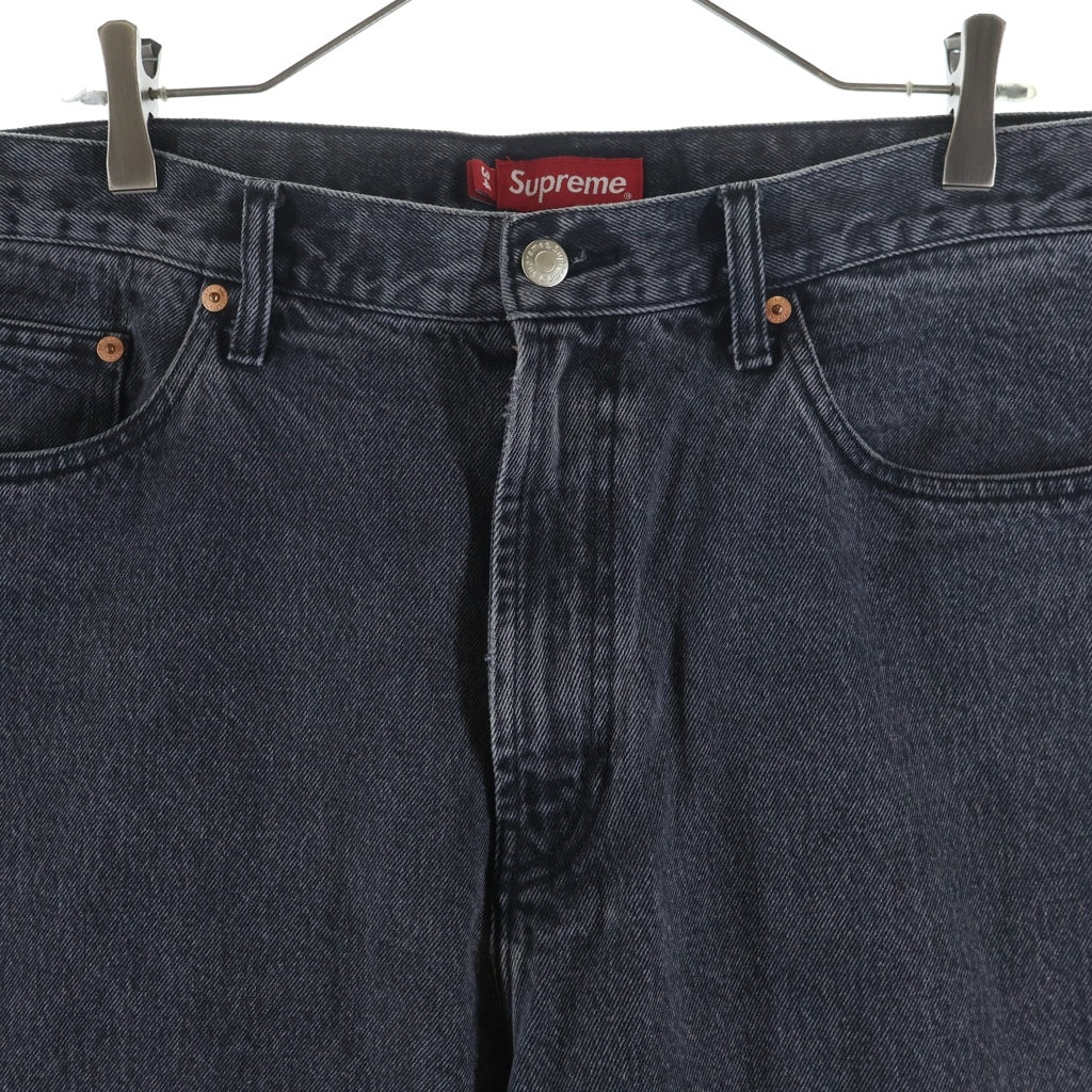 SUPREME(シュプリーム) 23SS Baggy Jean Washed クラシックロゴエンブロイダリー ウォッシュド加工 ジップフライ バギーワイドパンツ グレー