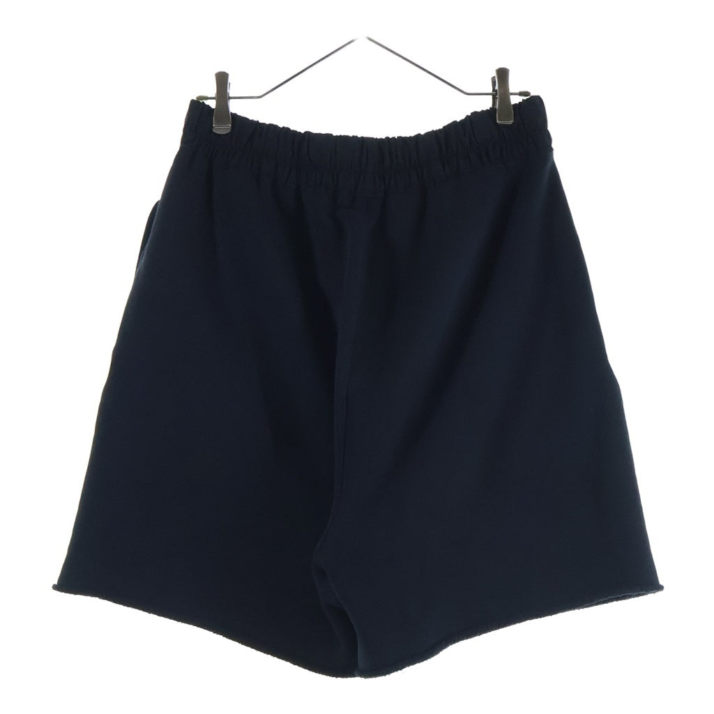 ASKYURSELF(アスクユアセルフ) GOTH RAW FLEECE SHORTS フロント ロゴプリント ゴス風 カットオフ フリース ショーツ ブラック