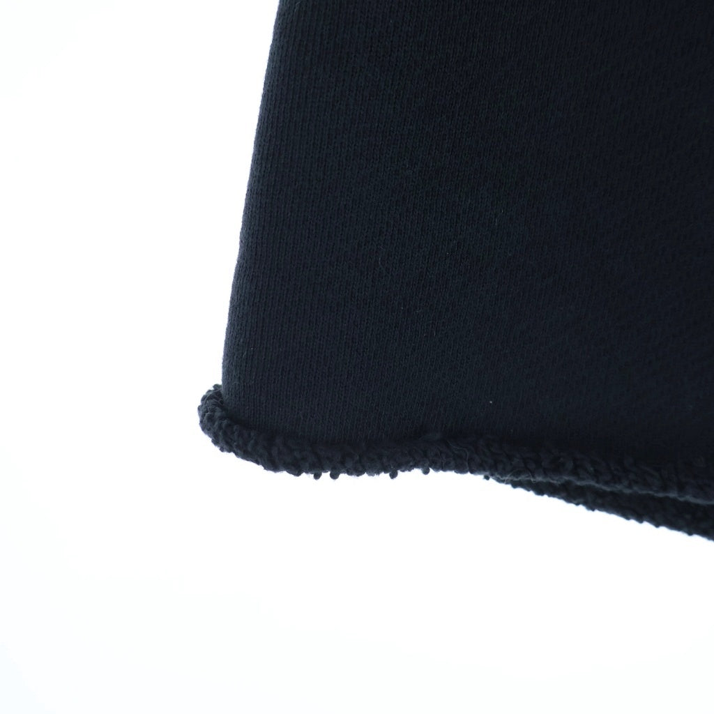 ASKYURSELF(アスクユアセルフ) GOTH RAW FLEECE SHORTS フロント ロゴプリント ゴス風 カットオフ フリース ショーツ ブラック