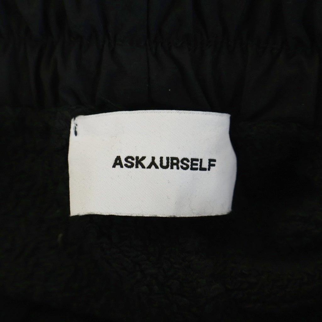 ASKYURSELF(アスクユアセルフ) GOTH RAW FLEECE SHORTS フロント ロゴプリント ゴス風 カットオフ フリース ショーツ ブラック