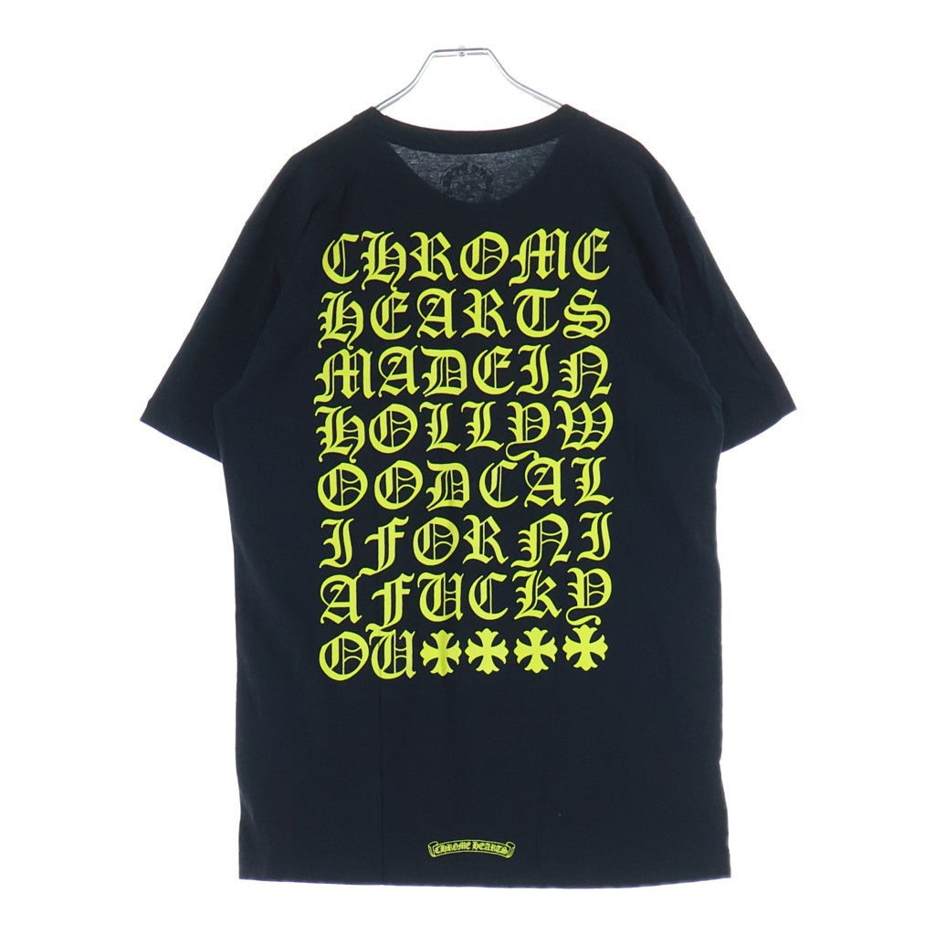 CHROME HEARTS(クロムハーツ) MADE IN HOLLYWOOD VERTICAL LOGO TEE メイドインハリウッド ヴァーティカルロゴ クルーネック ポケット 半袖Tシャツカットソー ブラック/イエロー