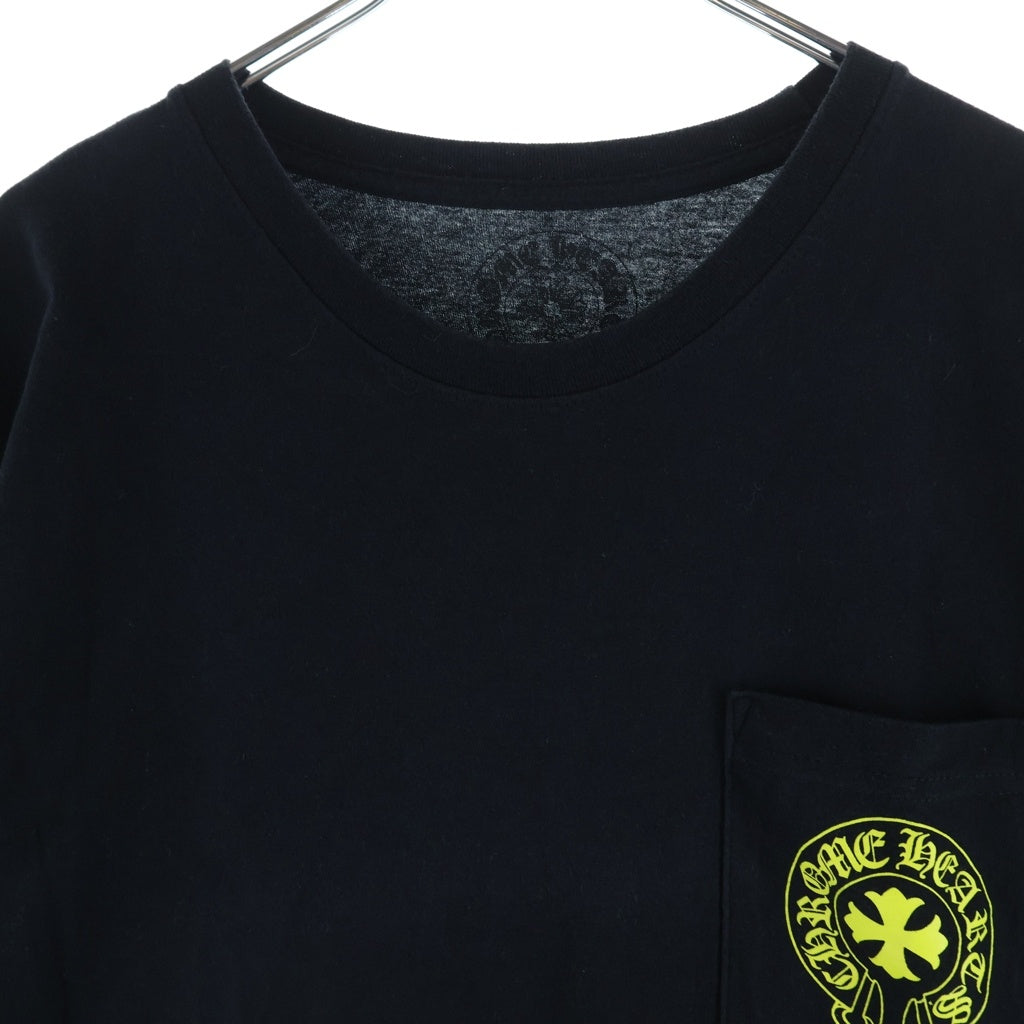 CHROME HEARTS(クロムハーツ) MADE IN HOLLYWOOD VERTICAL LOGO TEE メイドインハリウッド ヴァーティカルロゴ クルーネック ポケット 半袖Tシャツカットソー ブラック/イエロー