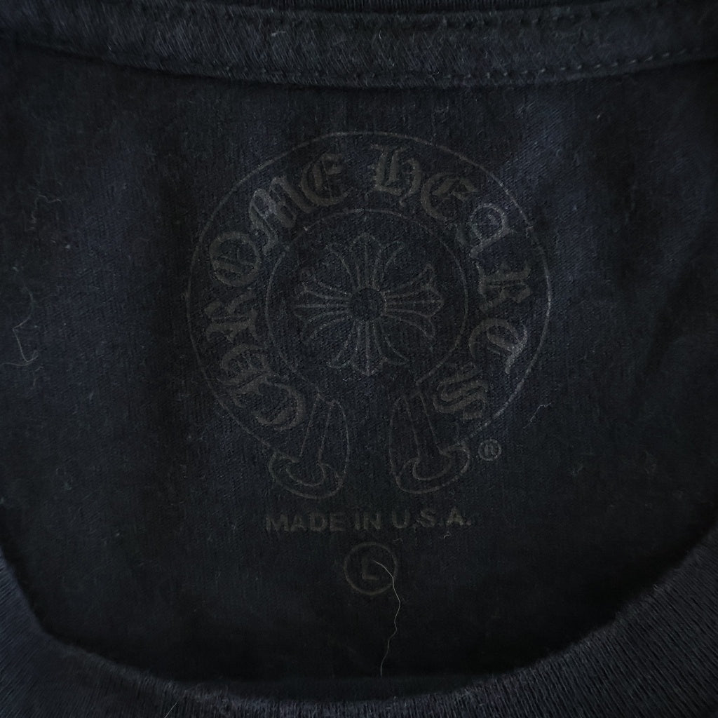 CHROME HEARTS(クロムハーツ) MADE IN HOLLYWOOD VERTICAL LOGO TEE メイドインハリウッド ヴァーティカルロゴ クルーネック ポケット 半袖Tシャツカットソー ブラック/イエロー