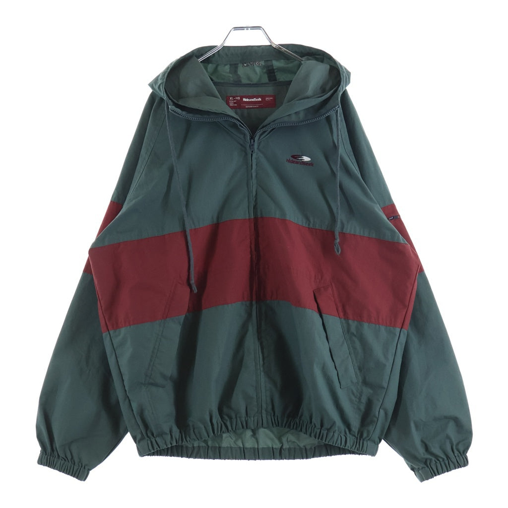 Hideandseek(ハイドアンドシーク) 23SS Nylon Zip Jacket ナイロンジップ フーデッドジャケット グリーン/レッド HJ-010123