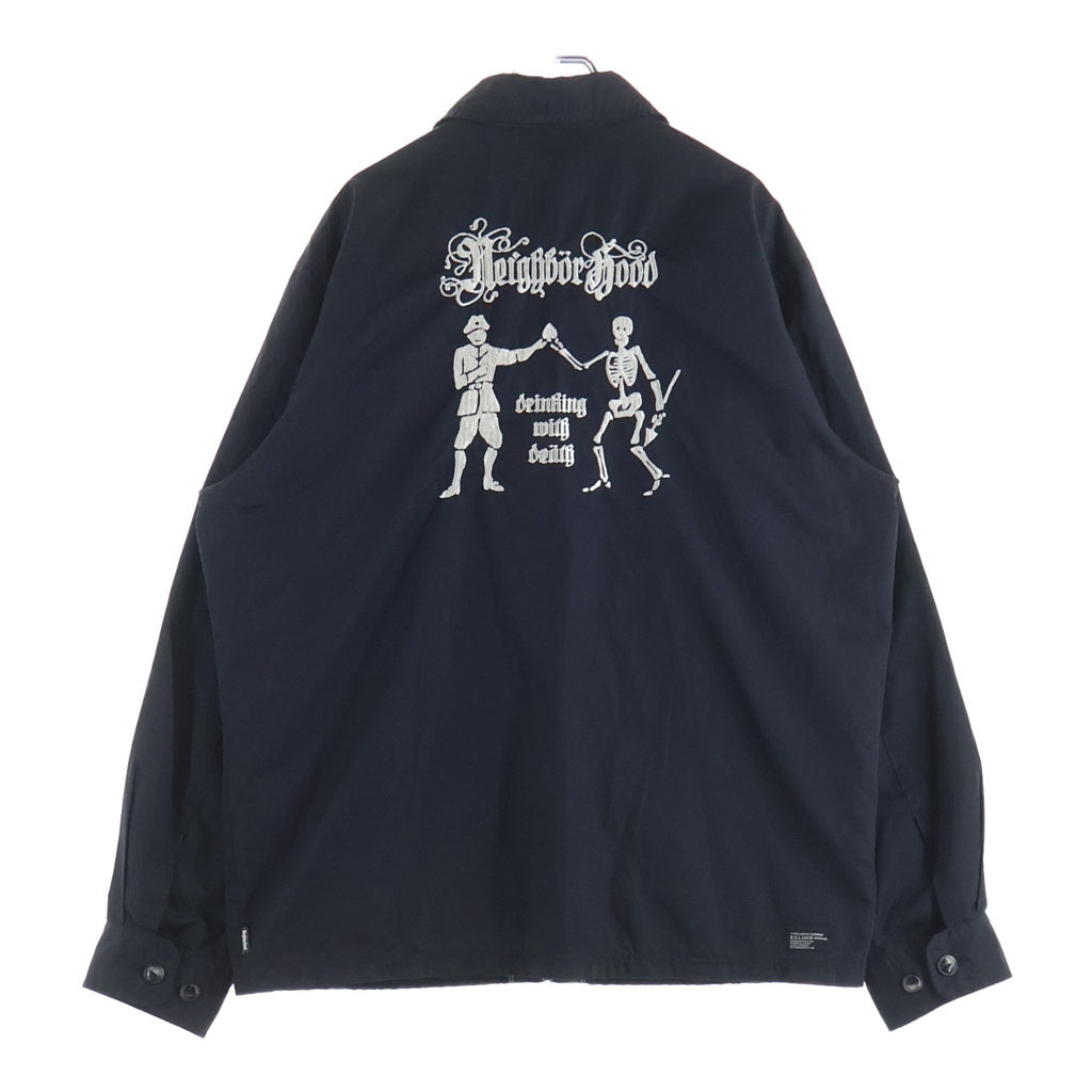 NEIGHBORHOOD(ネイバーフッド) コットン混 スカルエンブロイダリー スイングトップ ジップアップジャケット ブラック TSNH-JK-01