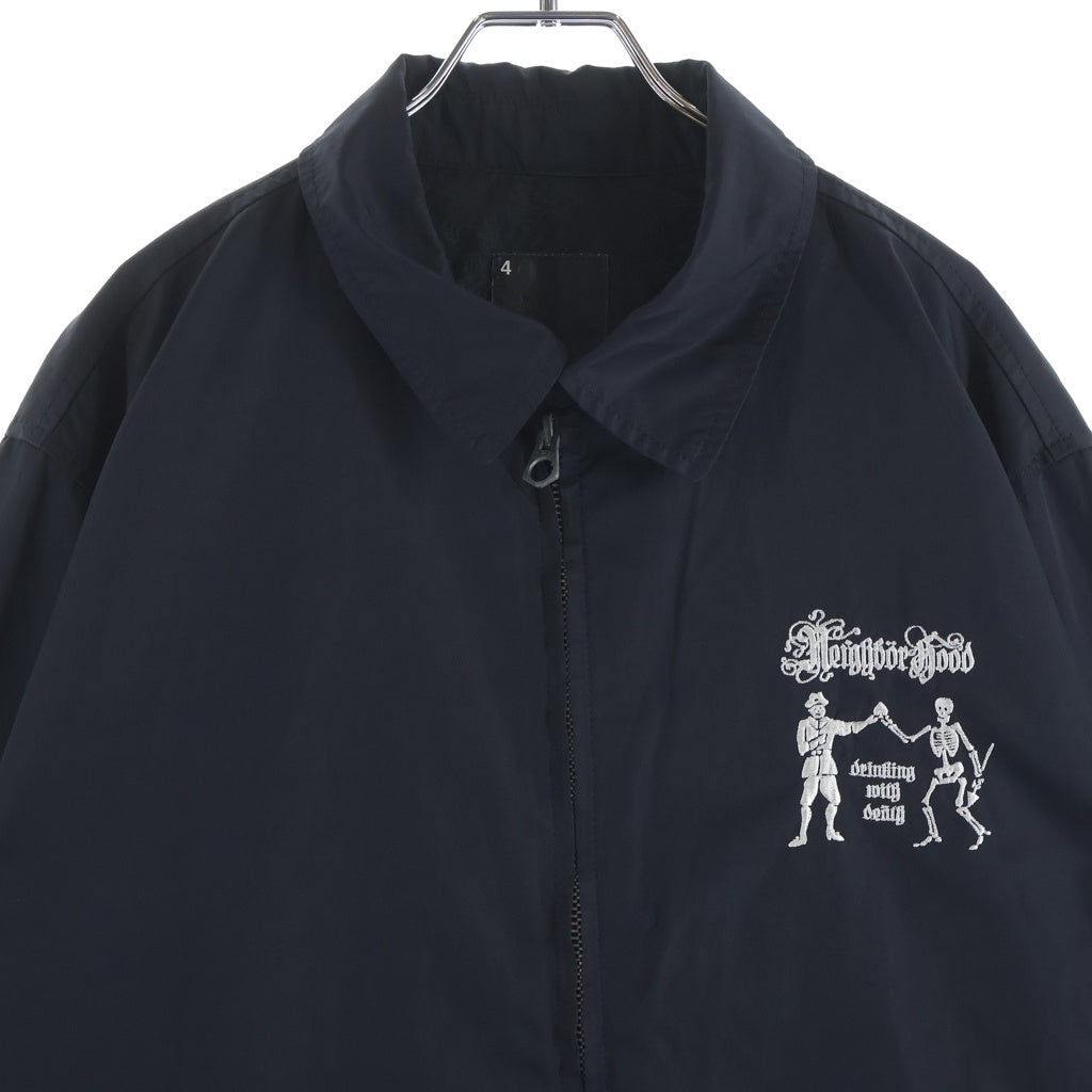 NEIGHBORHOOD(ネイバーフッド) コットン混 スカルエンブロイダリー スイングトップ ジップアップジャケット ブラック TSNH-JK-01
