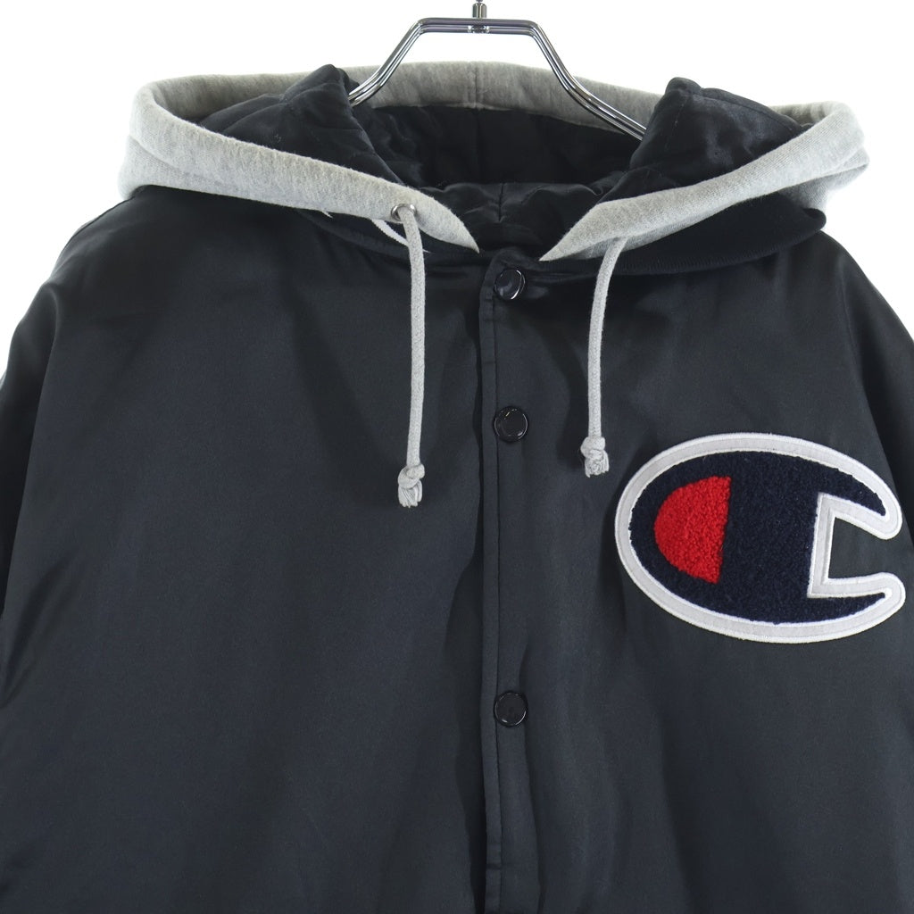 SUPREME(シュプリーム) 18AW ×CHAMPION Hooded Satin Varsity Jacket チャンピオン フーデッドサテン バーシティージャケット ブラック