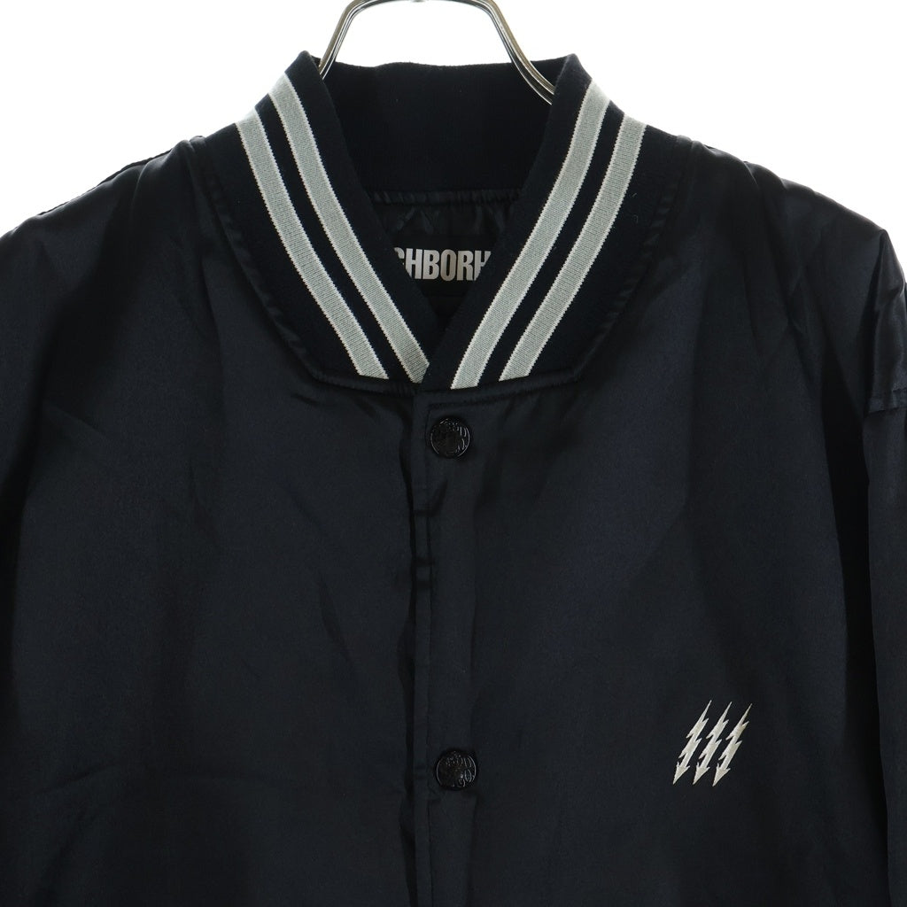 NEIGHBORHOOD(ネイバーフッド) 19SS C.C./E-JKT サテン バックエンブロイダリー ベースボールジャケット ブラック 191TSNH-JKM03