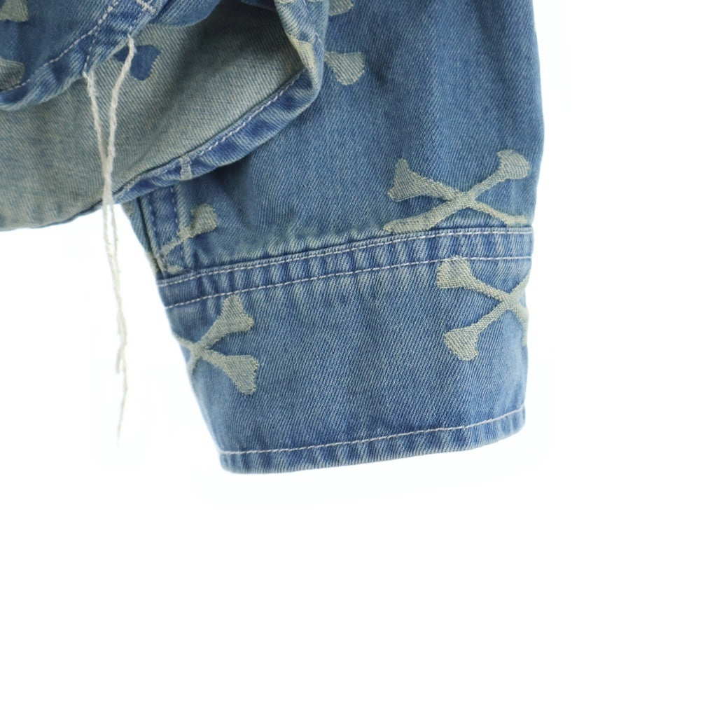 VANSON(バンソン) クロスボーン 総柄 ジャガード デニム長袖シャツ インディゴ