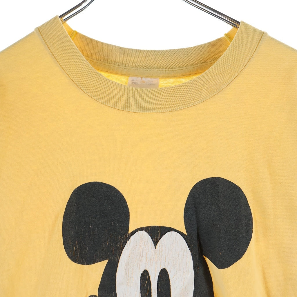 VINTAGE(ヴィンテージ) 90S VINTAGE DISNEY MICKEY&CO ディズニー お座りミッキー フロントプリント クルーネック半袖Tシャツ カットソー イエロー