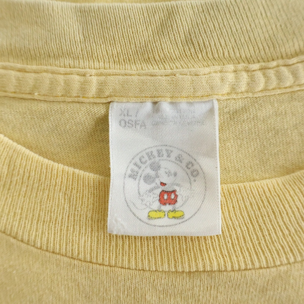 VINTAGE(ヴィンテージ) 90S VINTAGE DISNEY MICKEY&CO ディズニー お座りミッキー フロントプリント クルーネック半袖Tシャツ カットソー イエロー