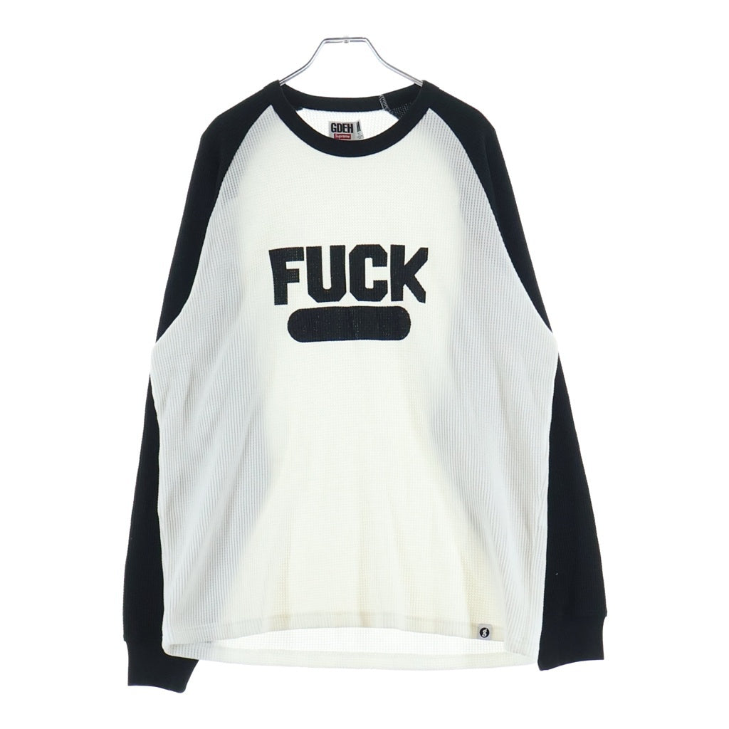SUPREME(シュプリーム) 25SS ×GOODENOUGH Thermal グッドイナフ フロントプリント ラグラン サーマルカットソー 長袖Tシャツ ブラック/ホワイト