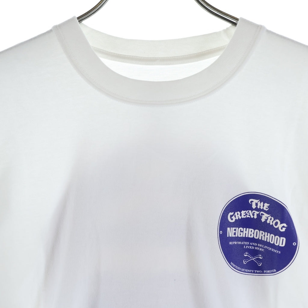 NEIGHBORHOOD(ネイバーフッド) 23SS ×GREAT FROG グレートフロッグ ロゴプリント クルーネック半袖Tシャツ カットソー ホワイト 231PCGFN-ST01S