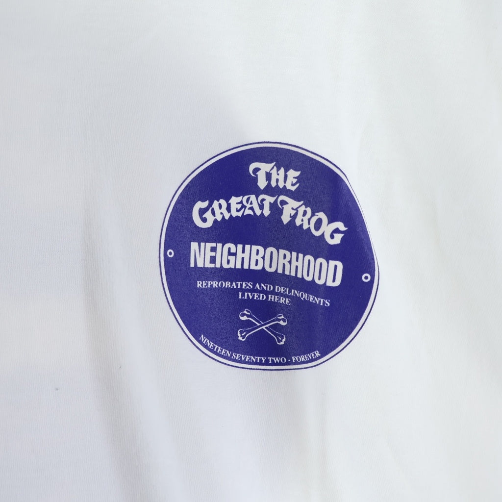NEIGHBORHOOD(ネイバーフッド) 23SS ×GREAT FROG グレートフロッグ ロゴプリント クルーネック半袖Tシャツ カットソー ホワイト 231PCGFN-ST01S