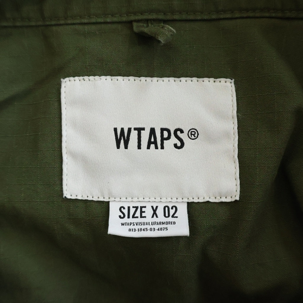 WTAPS(ダブルタップス) 20SS BUDS LS / SHIRT. COTTON. RIPSTOP バッズ ロゴエンブロイダリー フラップポケット ミリタリー長袖シャツ カーキ 201BRDT-SHM02