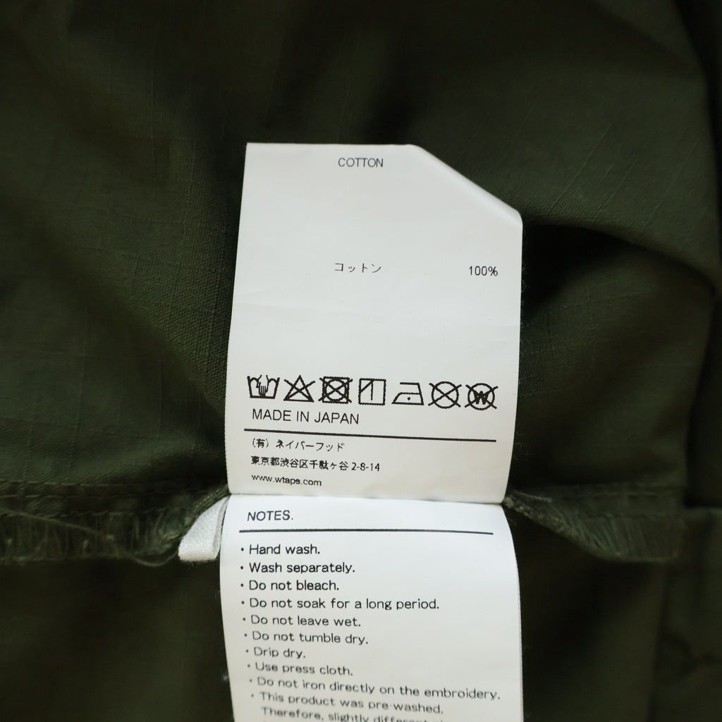 WTAPS(ダブルタップス) 20SS BUDS LS / SHIRT. COTTON. RIPSTOP バッズ ロゴエンブロイダリー フラップポケット ミリタリー長袖シャツ カーキ 201BRDT-SHM02