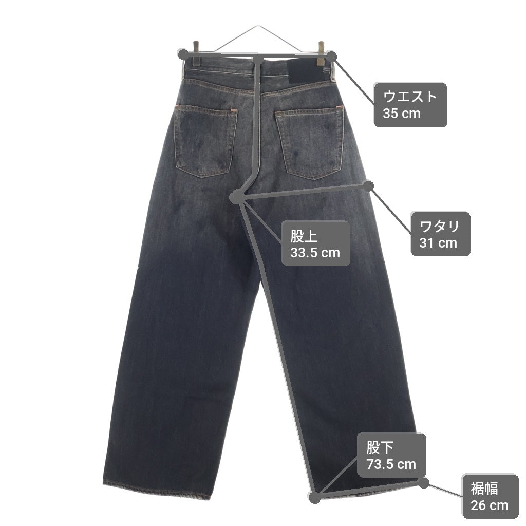 Acne Studios(アクネ ストゥディオズ) 25SS 1981U BLACK TRAFALGAR ルーズフィット ウォッシュ加工 ボタンフライ コットン ジーンズ デニム グレー C00081-