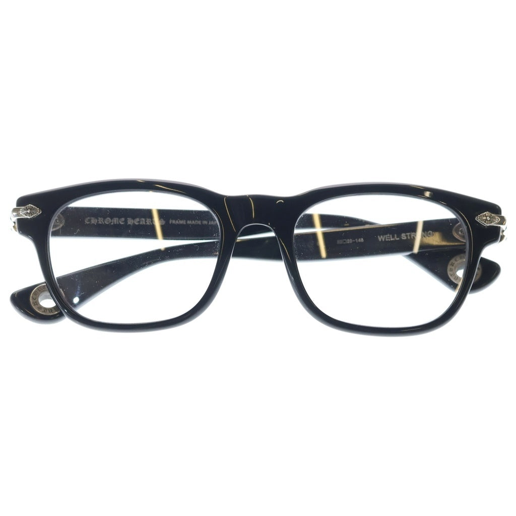 CHROME HEARTS(クロムハーツ) WELL STRUNG スクエアフレーム CHプラステンプル サングラス メガネ ブラック/シルバー