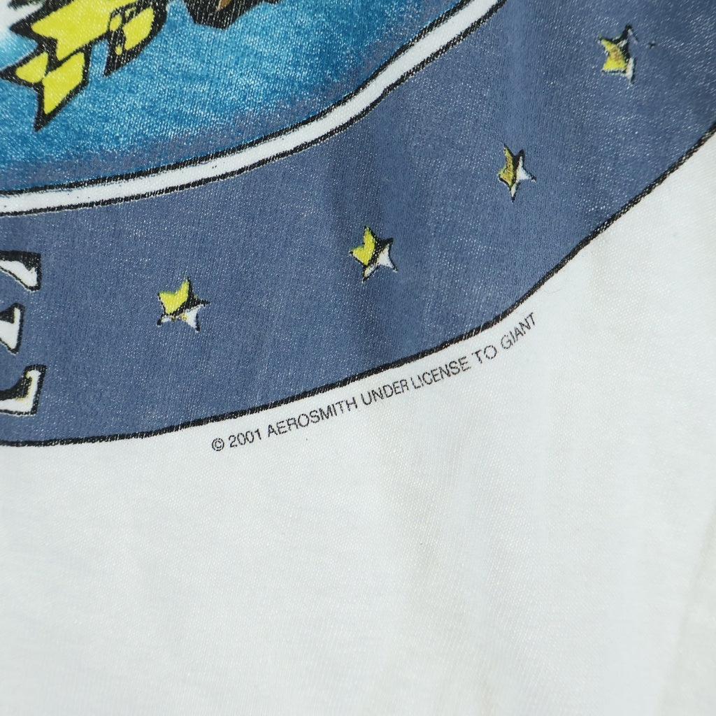 VINTAGE(ヴィンテージ) 00S VINTAGE AEROSMITH 2001 AERO FORCE ONE JUST PUSH PLAY WORLD TOUR ヴィンテージ エアロスミス 両面プリント クルーネック半袖Tシャツ カットソー ホワイト