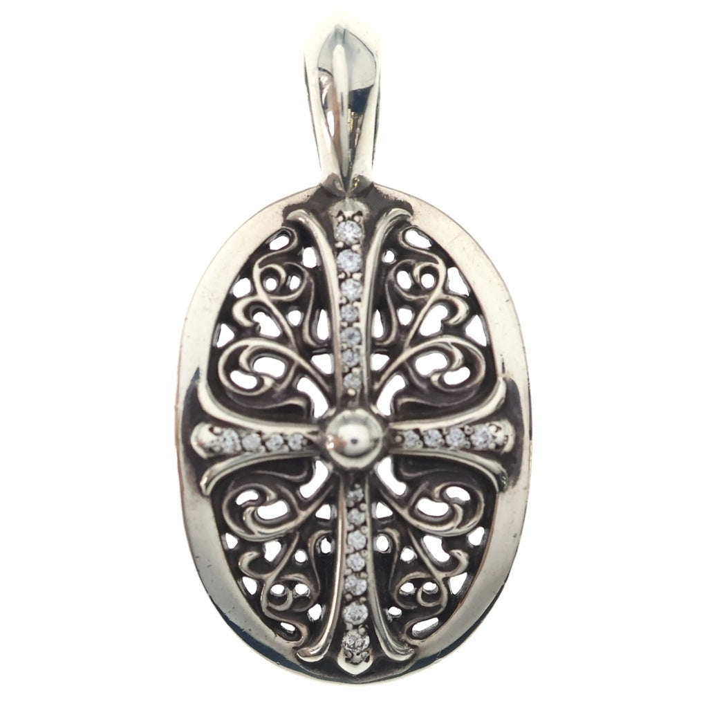 CHROME HEARTS(クロムハーツ) CLSC OVAL P/D クラシックオーバル PAVEダイヤ ペンダントトップ シルバー