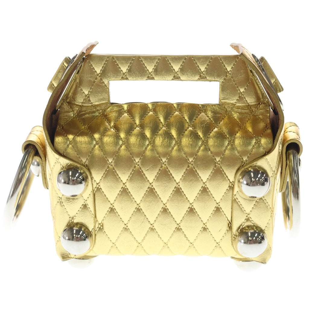 MASU(エムエーエスユー) 25AW LEATHER CAKE BAG PETIT レザー ケーキ ペティット キルティング ミニハンドバッグ ゴールド M25F9OJ007 レディース