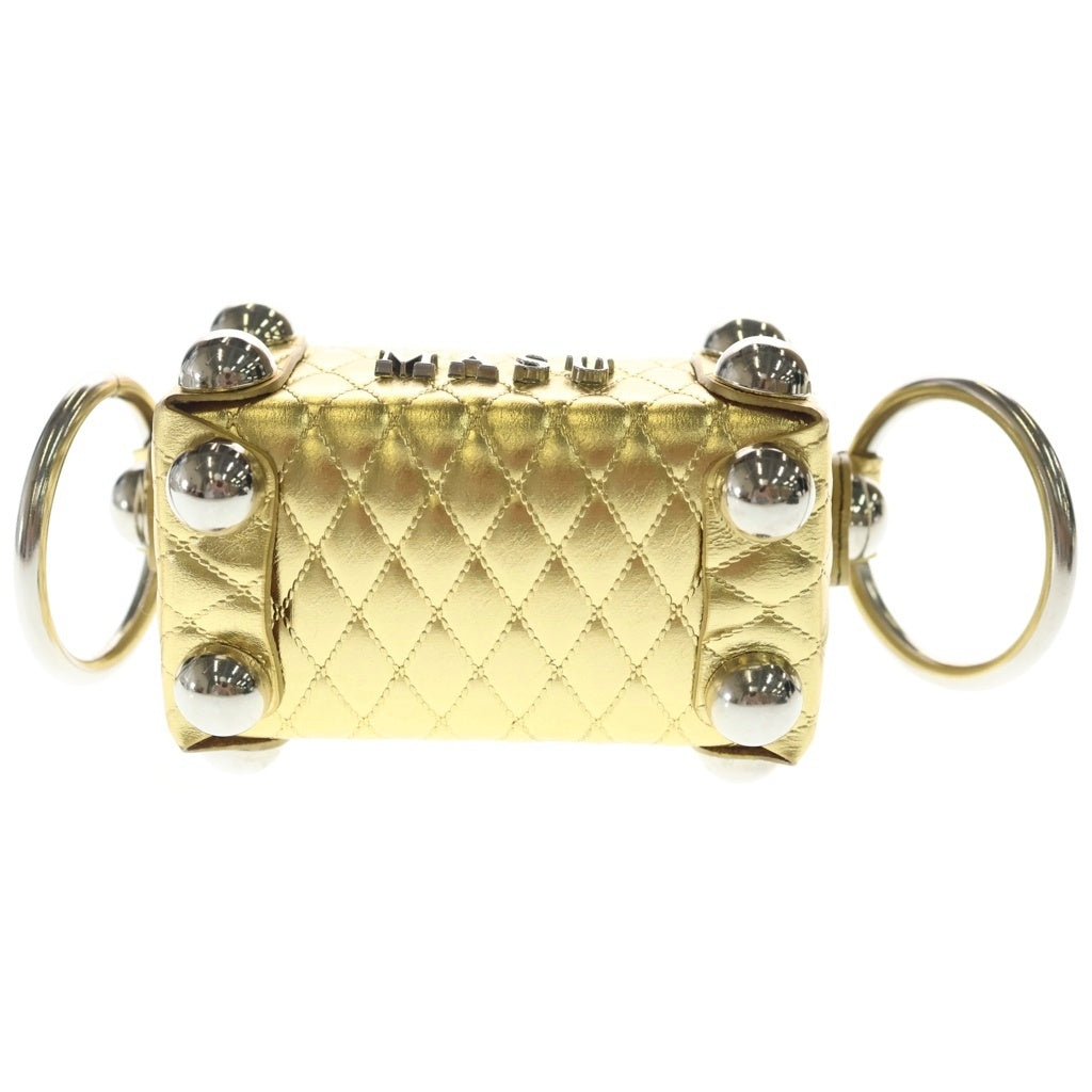 MASU(エムエーエスユー) 25AW LEATHER CAKE BAG PETIT レザー ケーキ ペティット キルティング ミニハンドバッグ ゴールド M25F9OJ007 レディース
