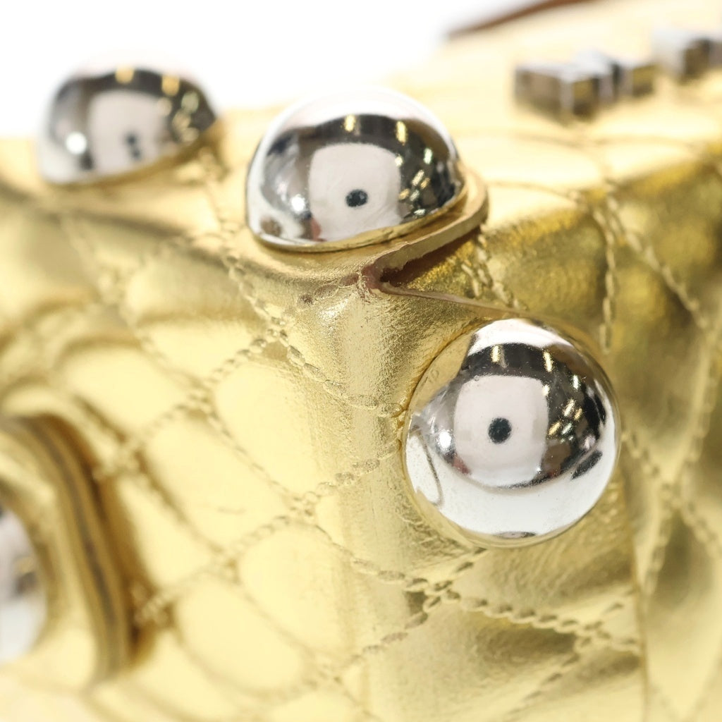 MASU(エムエーエスユー) 25AW LEATHER CAKE BAG PETIT レザー ケーキ ペティット キルティング ミニハンドバッグ ゴールド M25F9OJ007 レディース