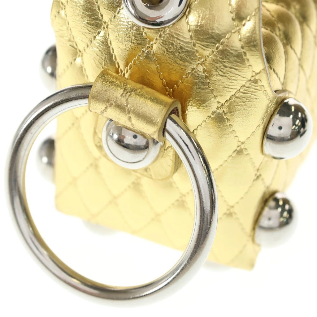MASU(エムエーエスユー) 25AW LEATHER CAKE BAG PETIT レザー ケーキ ペティット キルティング ミニハンドバッグ ゴールド M25F9OJ007 レディース