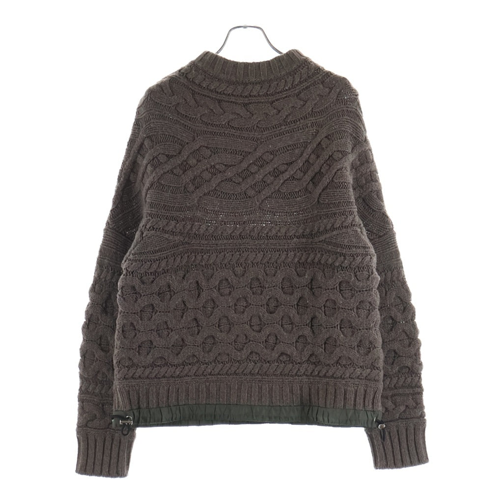 Sacai(サカイ) 22AW ナイロン切り替え ウール クルーネックニットセーター ブラウン 22-02917M