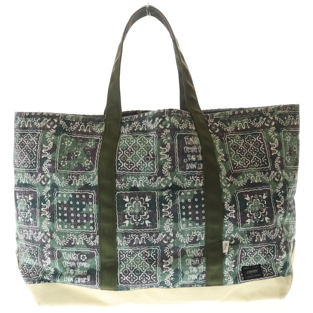 STUSSY(ステューシー) ×PORTER ×REYN SPOONER ポーター レインスプーナー ロゴパッチ バンダナ柄 トートバッグ グリーン