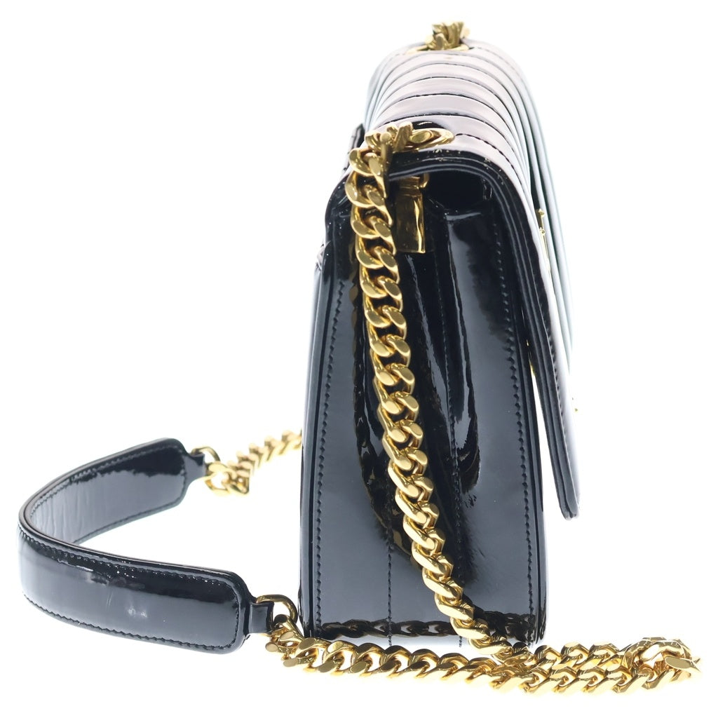 SAINT LAURENT PARIS(サンローランパリ) VICKY ヴィッキー パテントキルティングレザー チェーンショルダーバッグ ゴールド金具 ブラック BMB532612 レディース