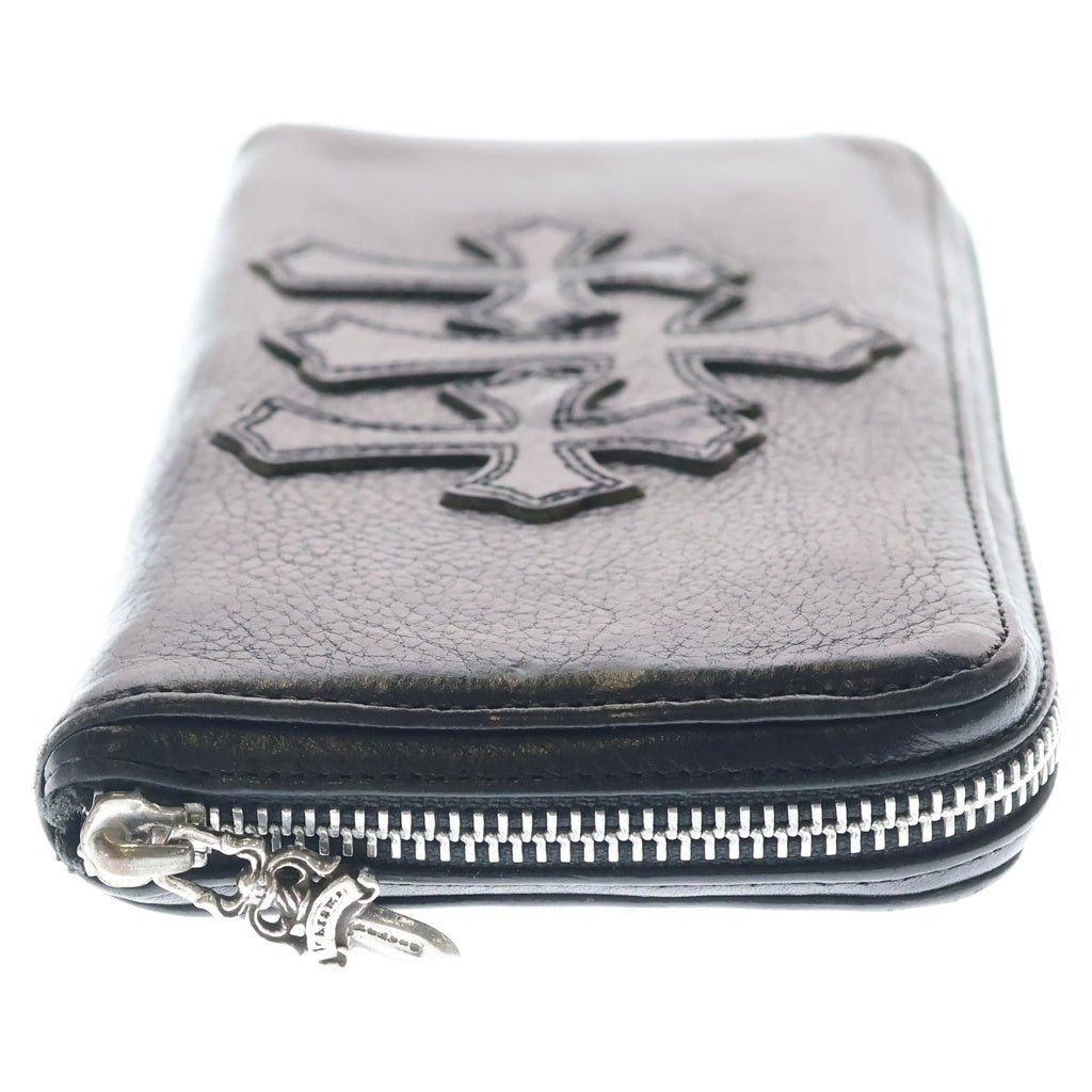CHROME HEARTS(クロムハーツ) REC F ZIP 3セメタリー クロスパッチ ラウンドファスナーウォレット 長財布 ブラック