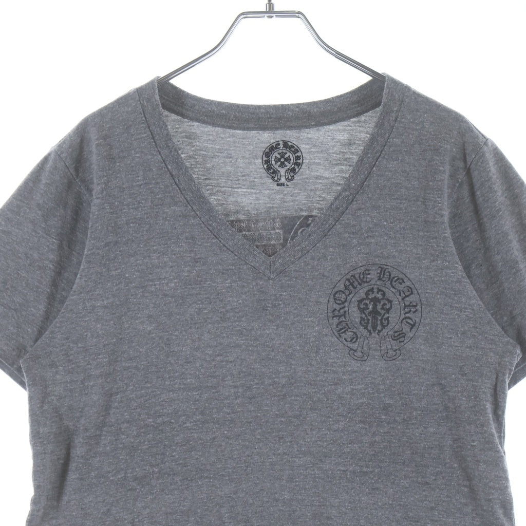 CHROME HEARTS(クロムハーツ) OLD AMERICAN FLAG VINE DAGGER HORSESHOE TEE オールド アメリカンフラッグ ヴァインダガー ホースシュー Vネック 半袖Tシャツ カットソー ブラック
