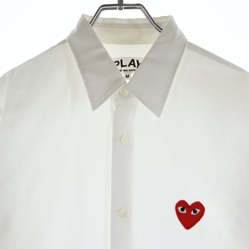 PLAY COMME des GARCONS(プレイコムデギャルソン) AD2016 胸ハートロゴワッペン 長袖ボタンシャツ ホワイト AZ-B002