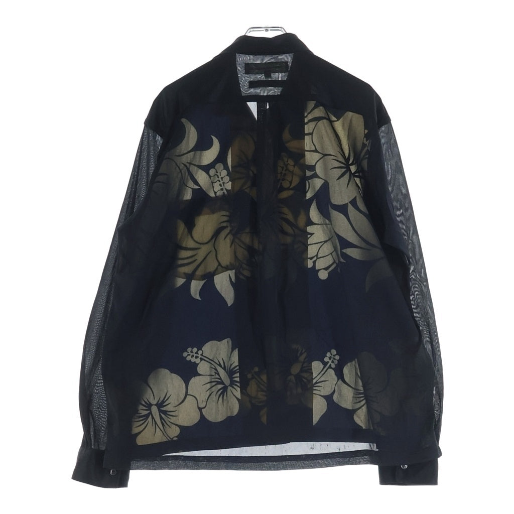 COMME des GARCONS SHIRT(コムデギャルソンシャツ) 02AW ナイロン ロングスリーブ アロハシャツ ブルー/ブラック W10147