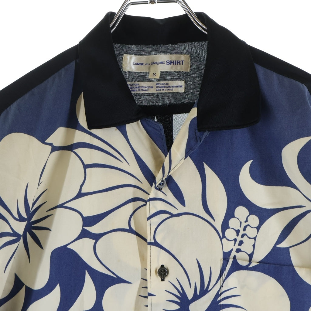 COMME des GARCONS SHIRT(コムデギャルソンシャツ) 02AW ナイロン ロングスリーブ アロハシャツ ブルー/ブラック W10147