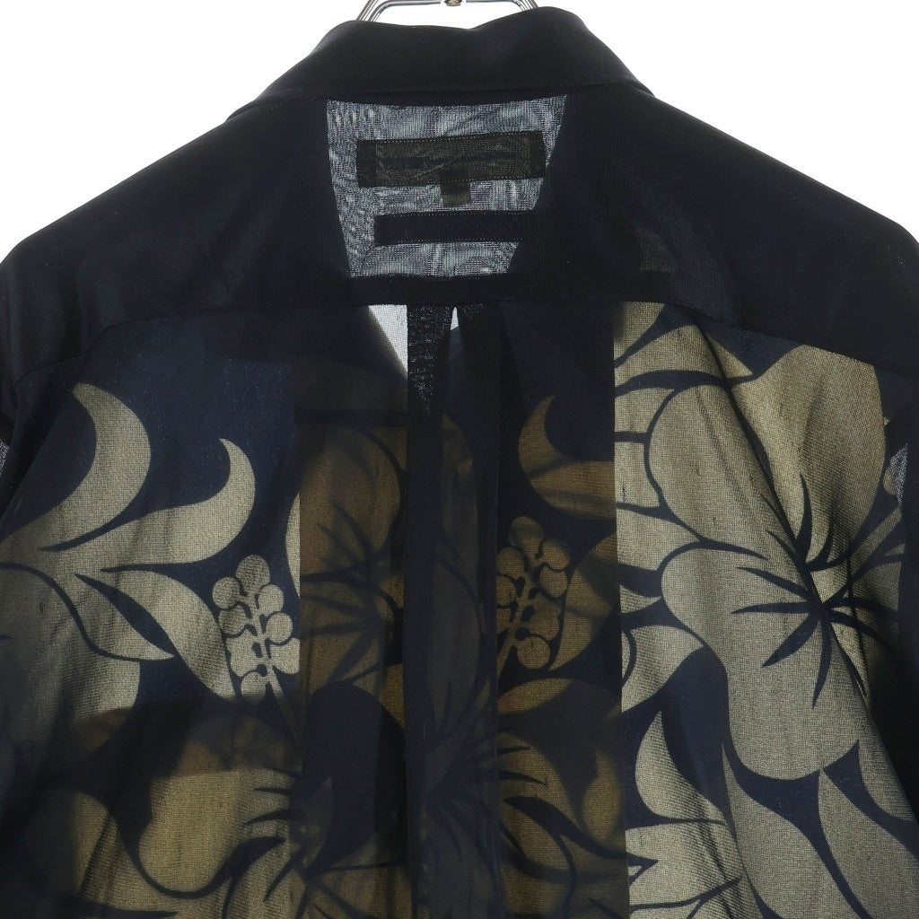 COMME des GARCONS SHIRT(コムデギャルソンシャツ) 02AW ナイロン ロングスリーブ アロハシャツ ブルー/ブラック W10147