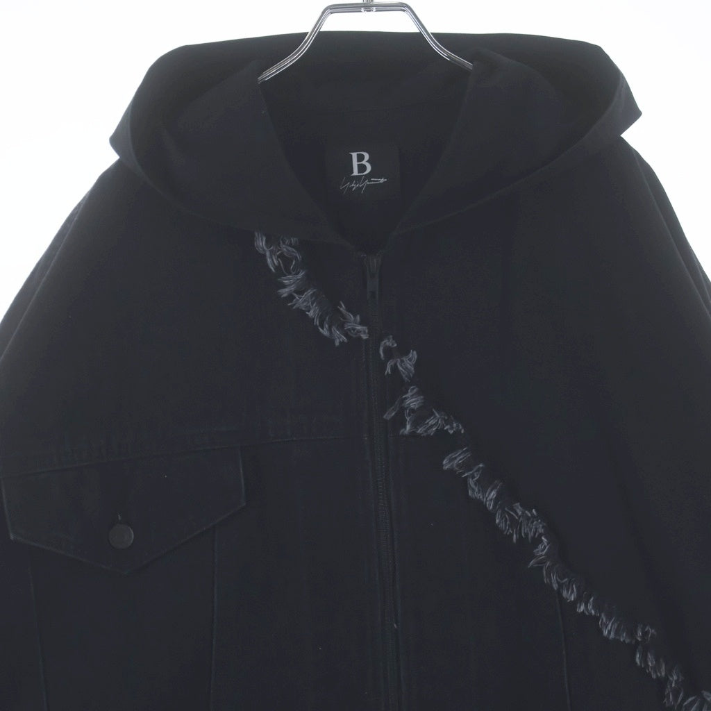 B Yohji Yamamoto(ビー ヨウジヤマモト) 18AW LONG DENIM PARKER ロング デニム パーカー フーデッドモッズコート ブラック NV-D54-004