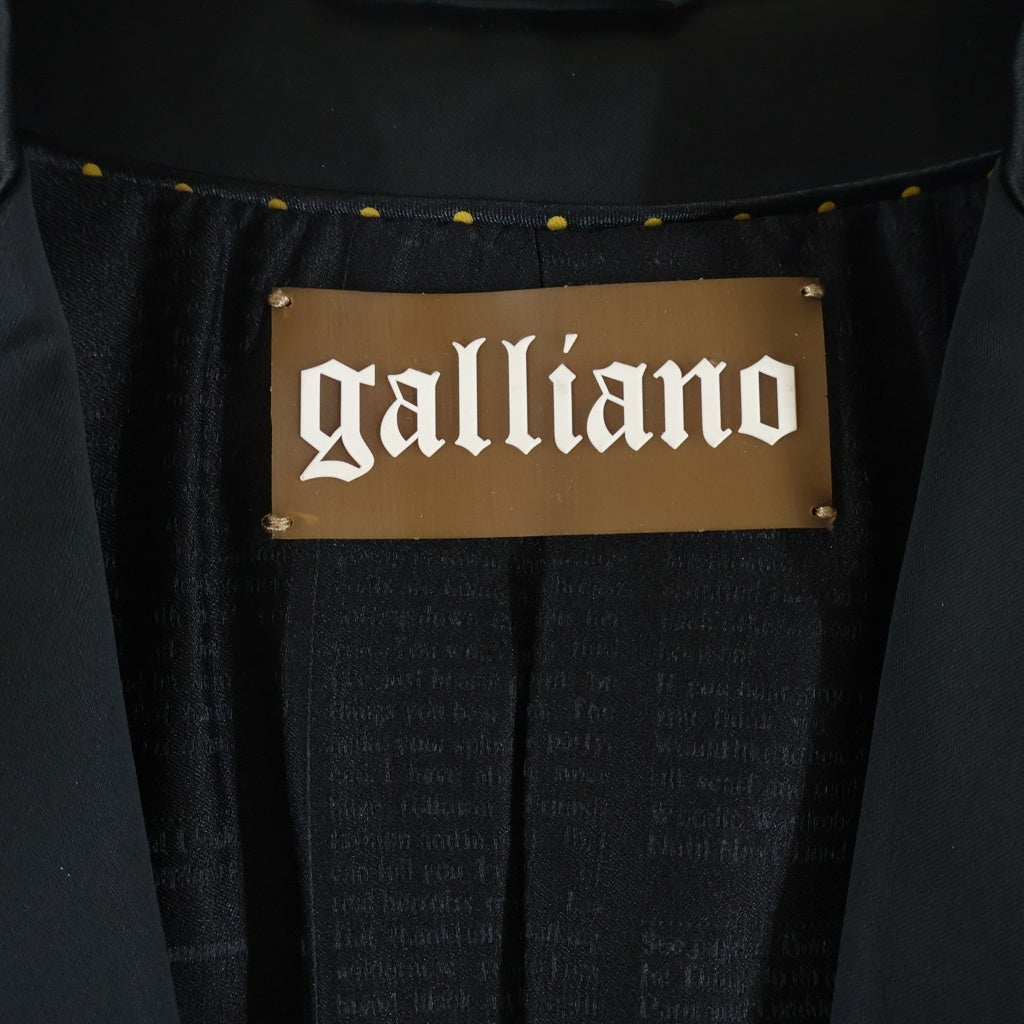 John Galliano(ジョン ガリアーノ) ロゴプレート レーヨン混 シングルテーラードジャケット ブラック WR6500 68649