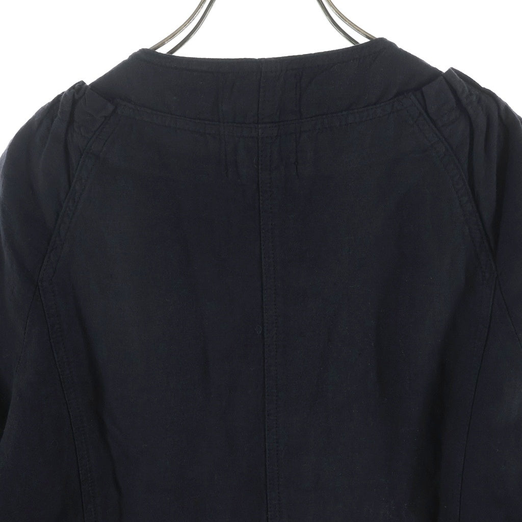 hussein chalayan(フセインチャラヤン) リネン混 ロングスリーブ ブラウス ボタンカーディガン レディース ブラック HDM550T